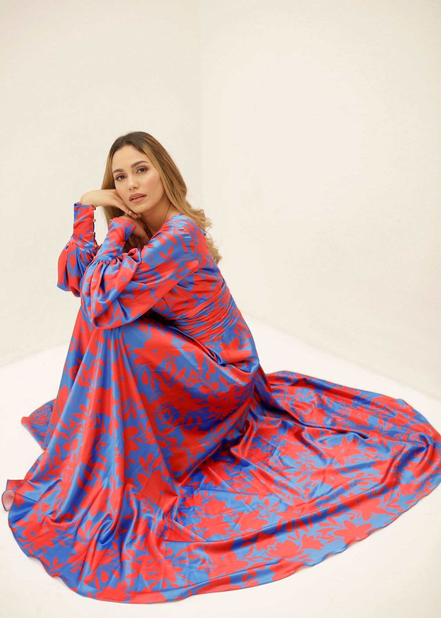 Vestido largo en seda