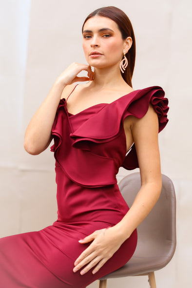 vestido vino  largo