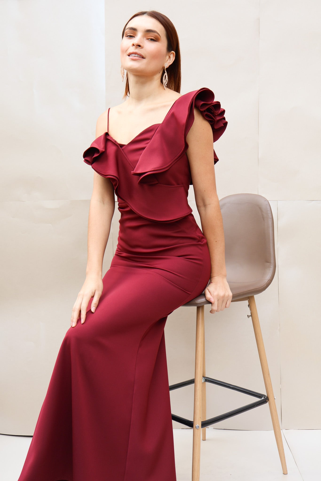 vestido vino  largo