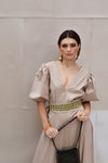 vestido largo nude