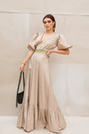 vestido largo nude