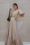 vestido largo nude