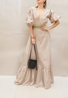 vestido largo nude