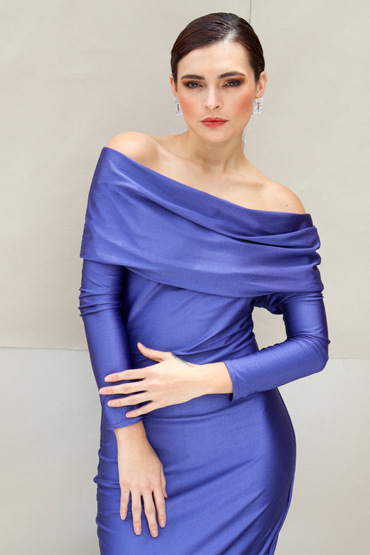 vestido azul straple