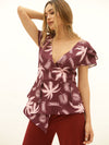 Blusa estampada color vino tinto