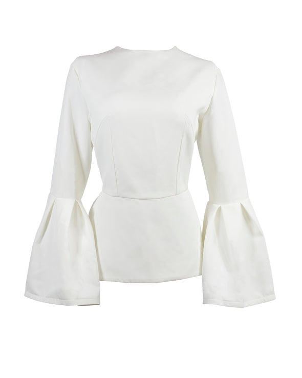 Blusa ivory con mangas bombachas